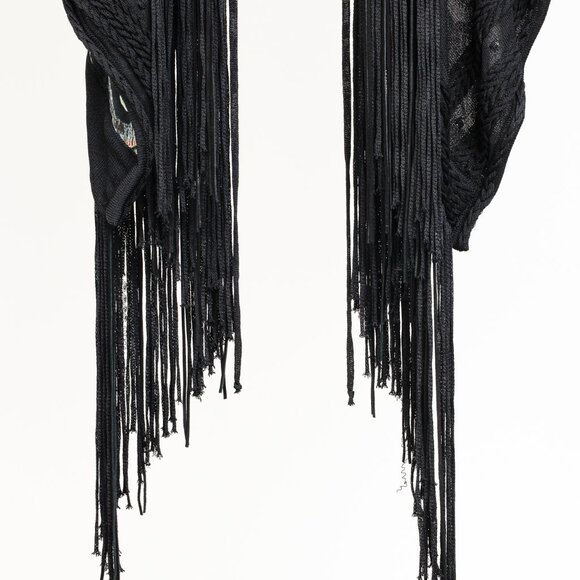 Roberto Cavalli Black Fringe Shawl Cardigan - Picture 8 of 12